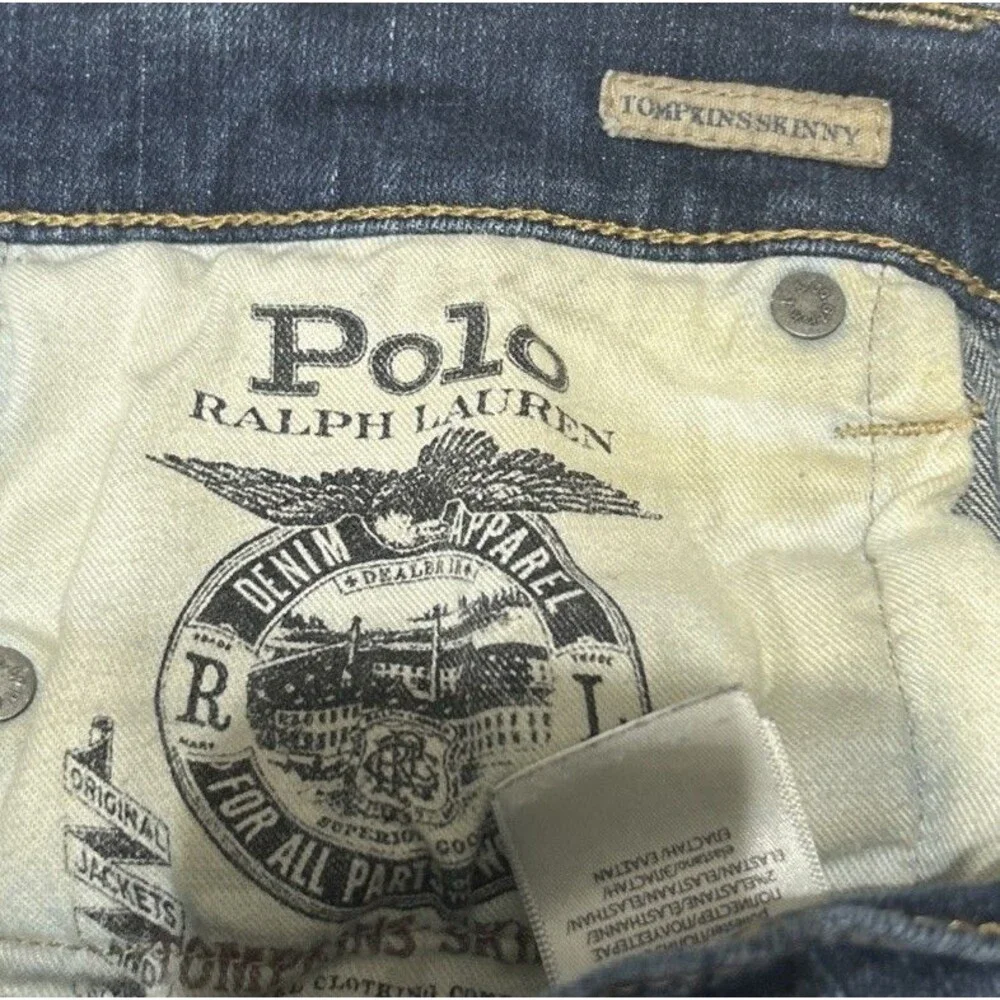 Polo Ralph Lauren Jeans Women's 8 29 Tompkins Skinny Blue Denim Pants 29x29